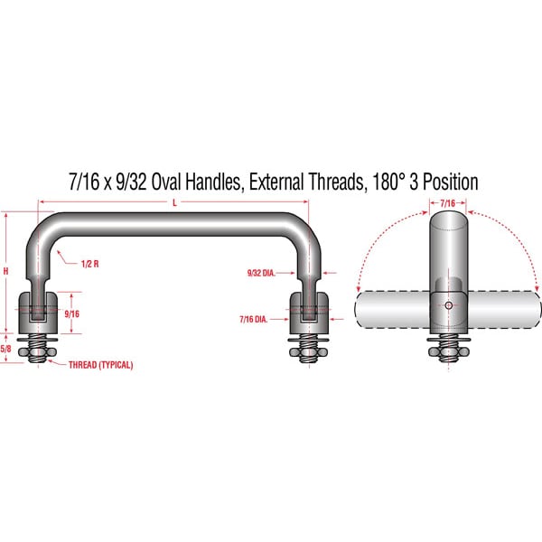 Amatom Handle RECT Internal Threaded 0440 1/2 X 1 3/4 X 9 11317A0440